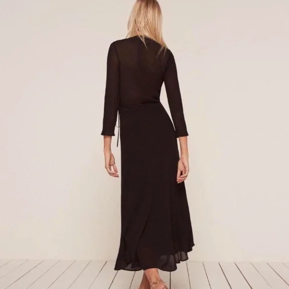 Reformation black long sleeve dress